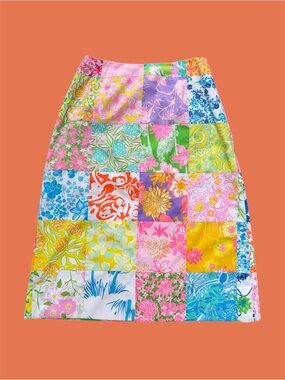 Vintage 1970s Lilly Pulitzer patchwork skirt vtg 70s The Lilly novelty print